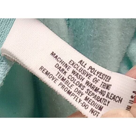 Vintage velour Shadowline floor length robe, 3/4 zip, greenish blue. - Picture 6 of 8